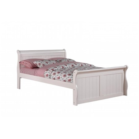 Pivot Direct Full Sleigh Bed with Slat-Kits Mattress Ready - White PD_325FW